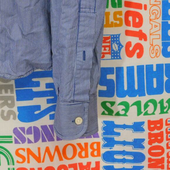 Y2K Striped Abercrombie & Fitch Muscle Button Down Shirt Size M Blue White - Picture 4 of 6